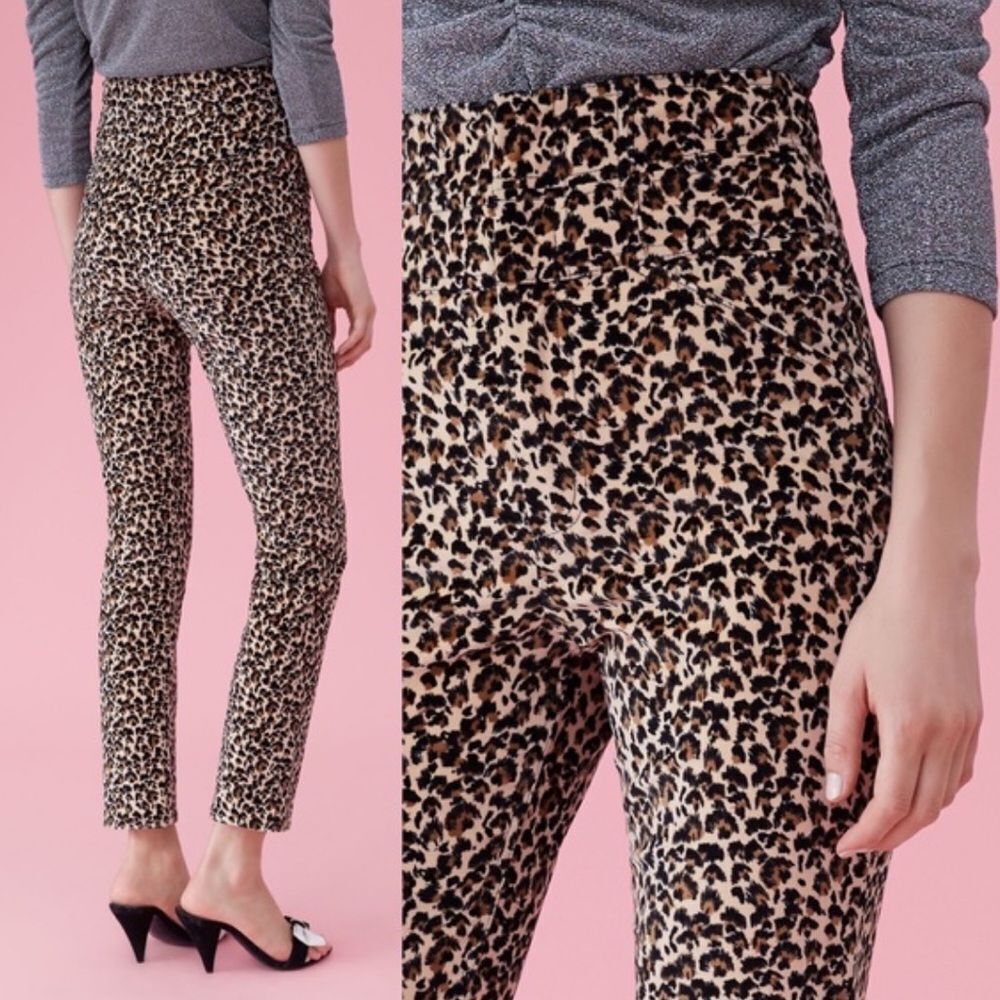 Rebecca Taylor Cream/Black Leopard Print Skinny pants 27” Waist
